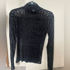 Black Sheer Velvet Long Sleeve Top Express